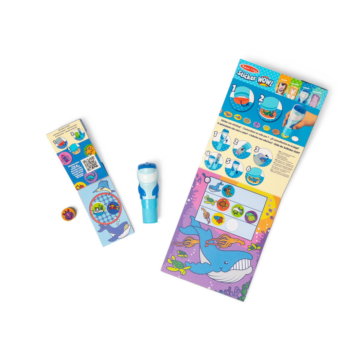 Melissa and Doug Sticker WOWTM Shark Bundle Activity Pad Sticker Stamper Mini Activity Pad and 200 Refill Stickers