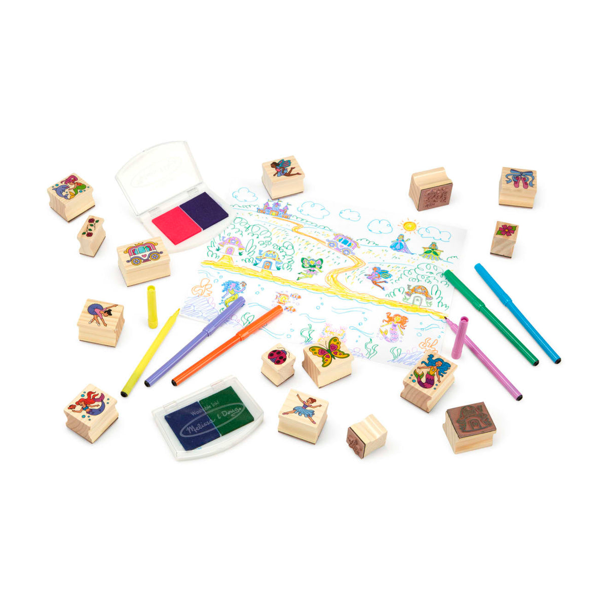 Melissa and Doug Deluxe Wooden Stamp Set - Fairy Tale