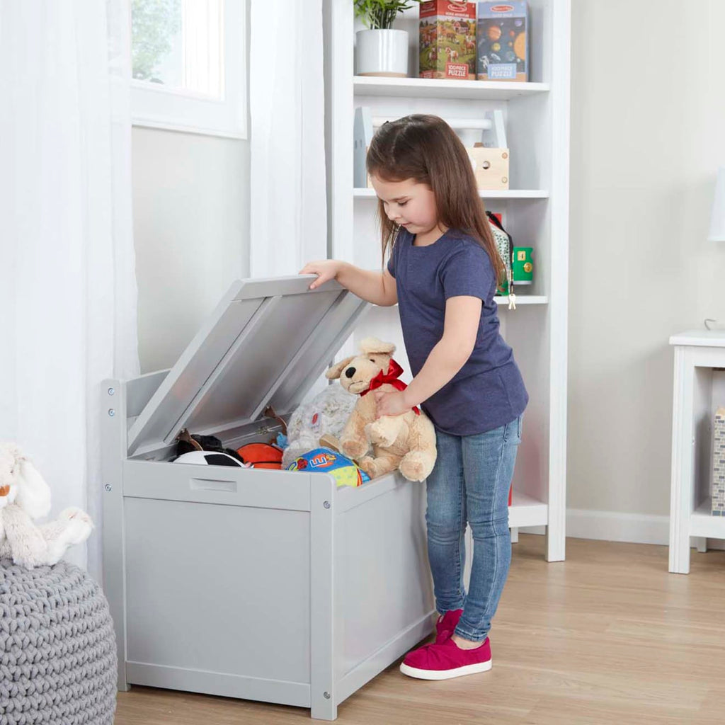 Melissa and Doug Wooden Toy Chest Gray