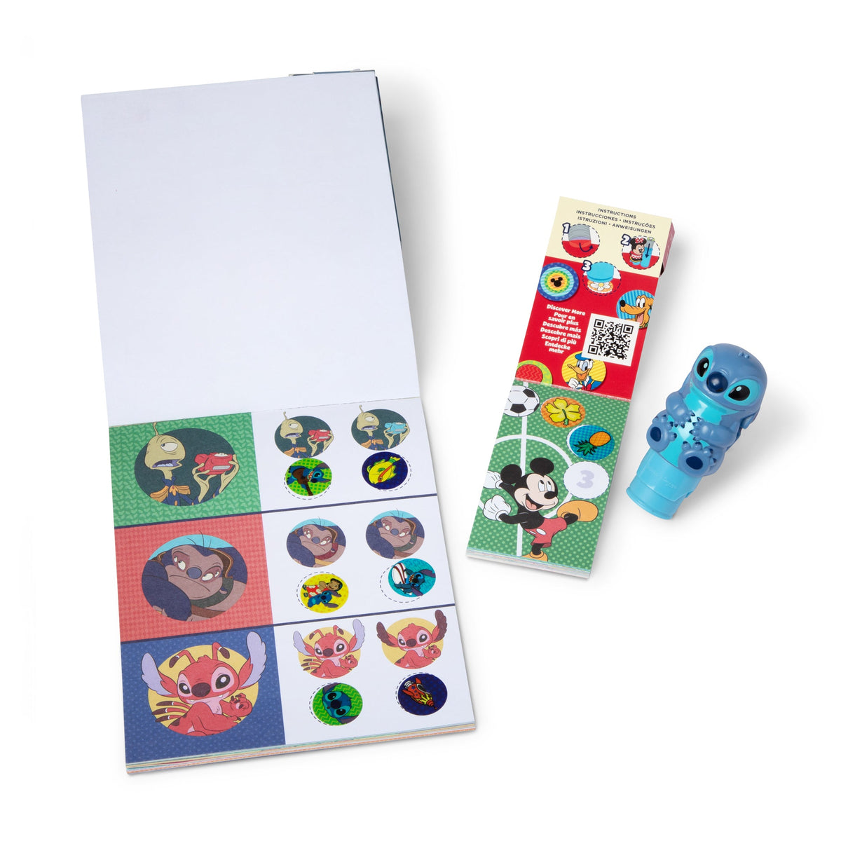 Melissa and Doug Sticker WOWTM Disney Stitch Bundle Activity Pad Sticker Stamper Mini Activity Pad and 200 Refill Stickers