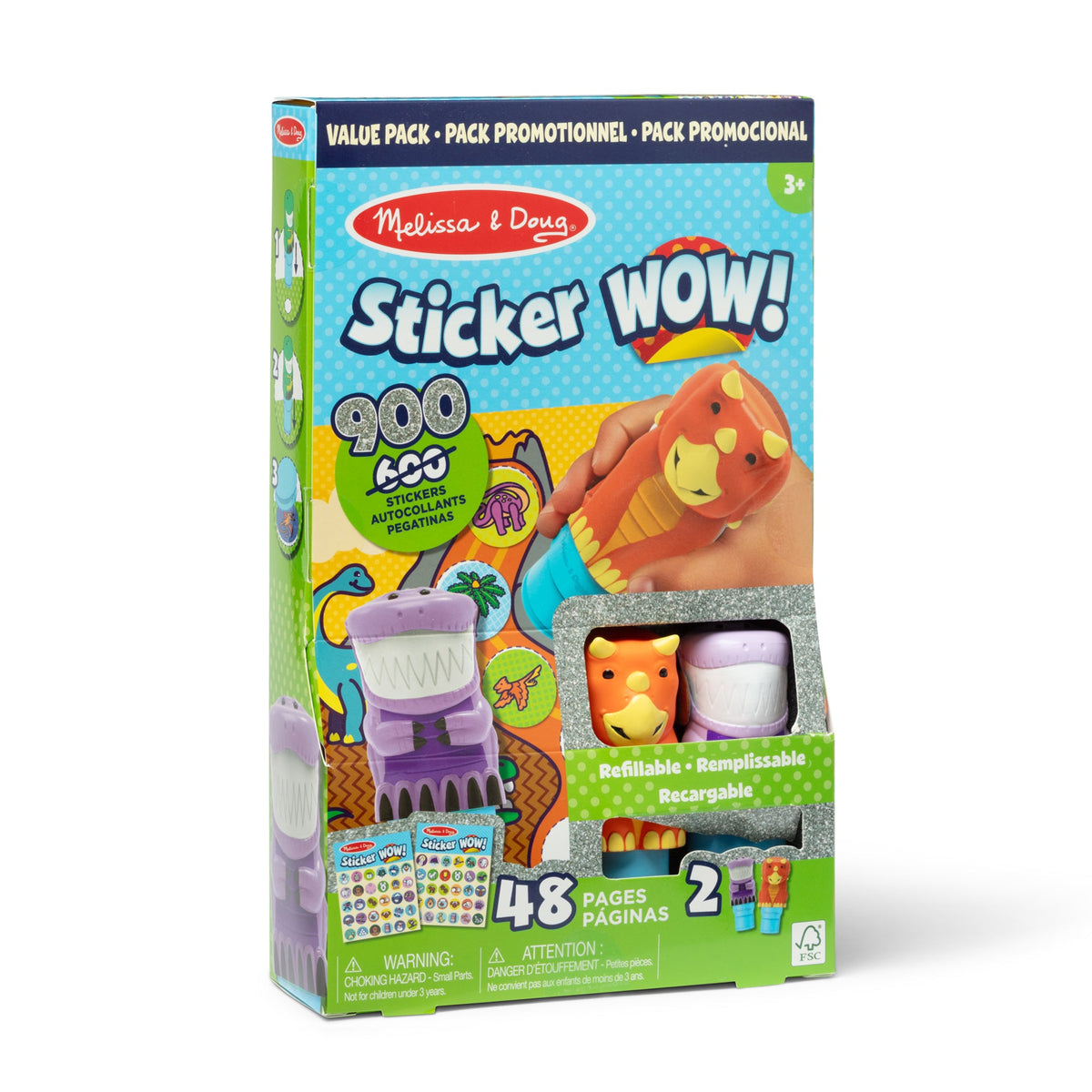 Melissa and Doug Sticker WOWTM Activity Pad Sticker Stamper Value Pack - Dinosaur