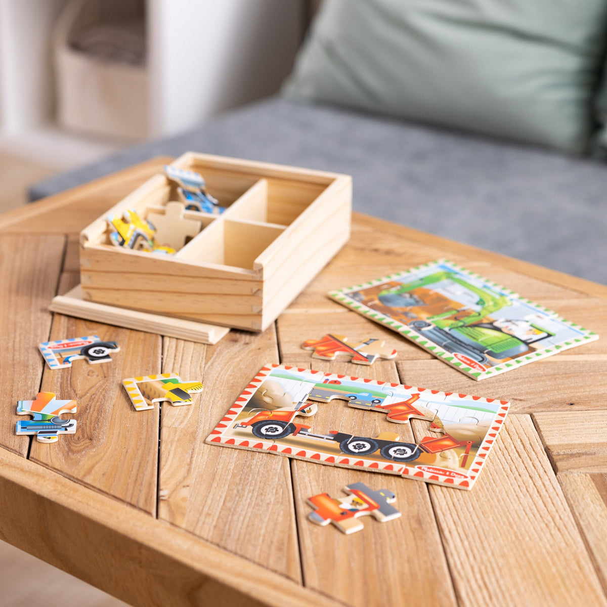 Melissa and Doug Wooden Jigsaw Puzzles in a Box - Construction