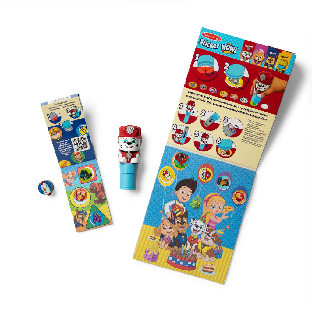 Melissa and Doug Sticker WOWTM PAW Patrol Marshall Bundle Activity Pad Sticker Stamper Mini Activity Pad and 200 Refill Stickers