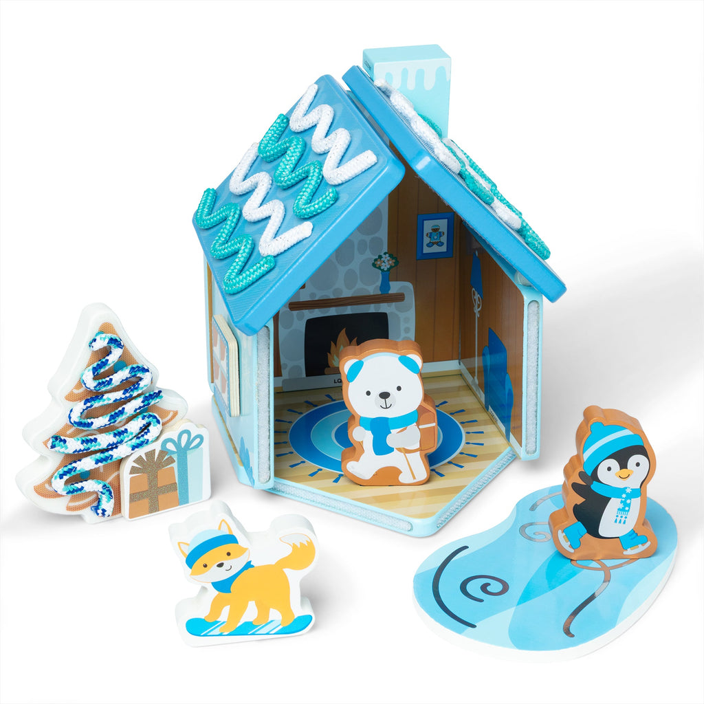 Melissa and Doug Wooden Gingerbread House Play Set Winter Frost