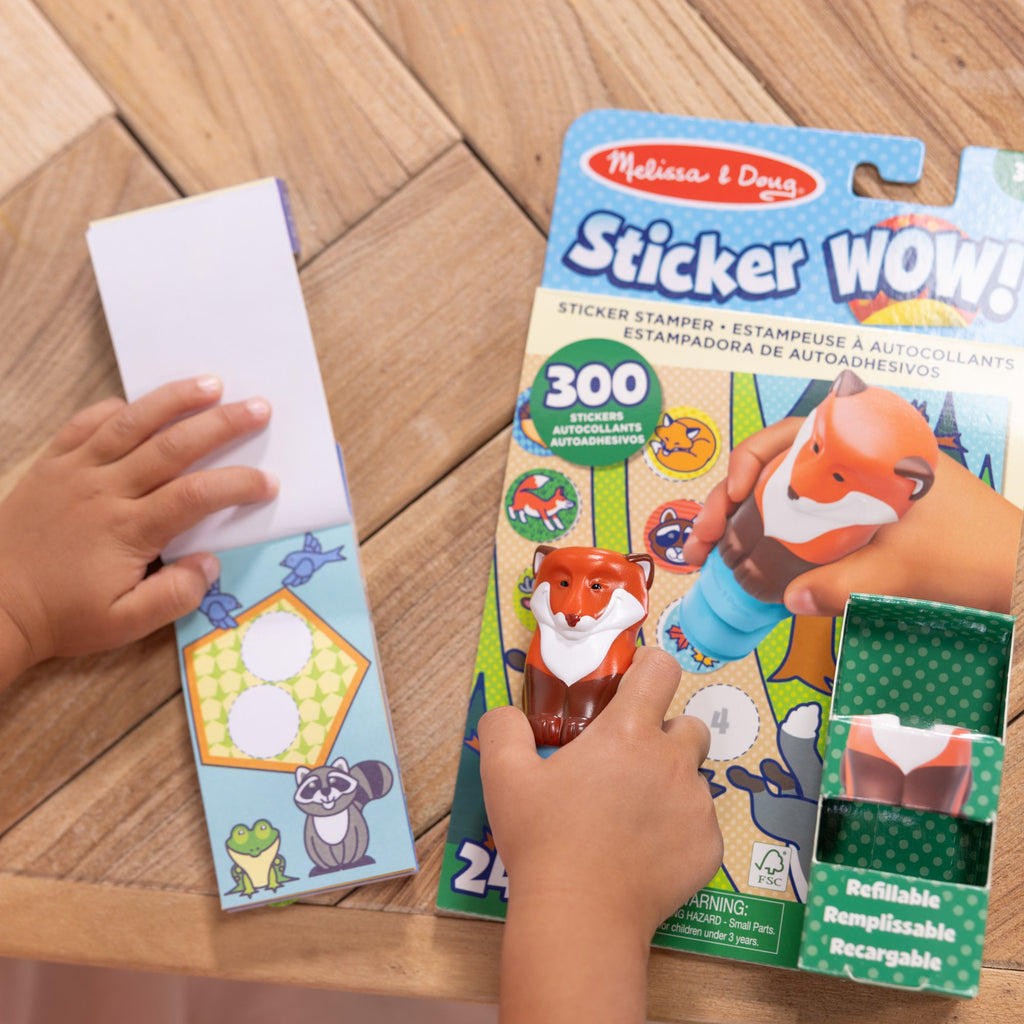 Melissa and Doug Sticker WOWTM Fox Bundle Activity Pad Sticker Stamper Mini Activity Pad and 200 Refill Stickers