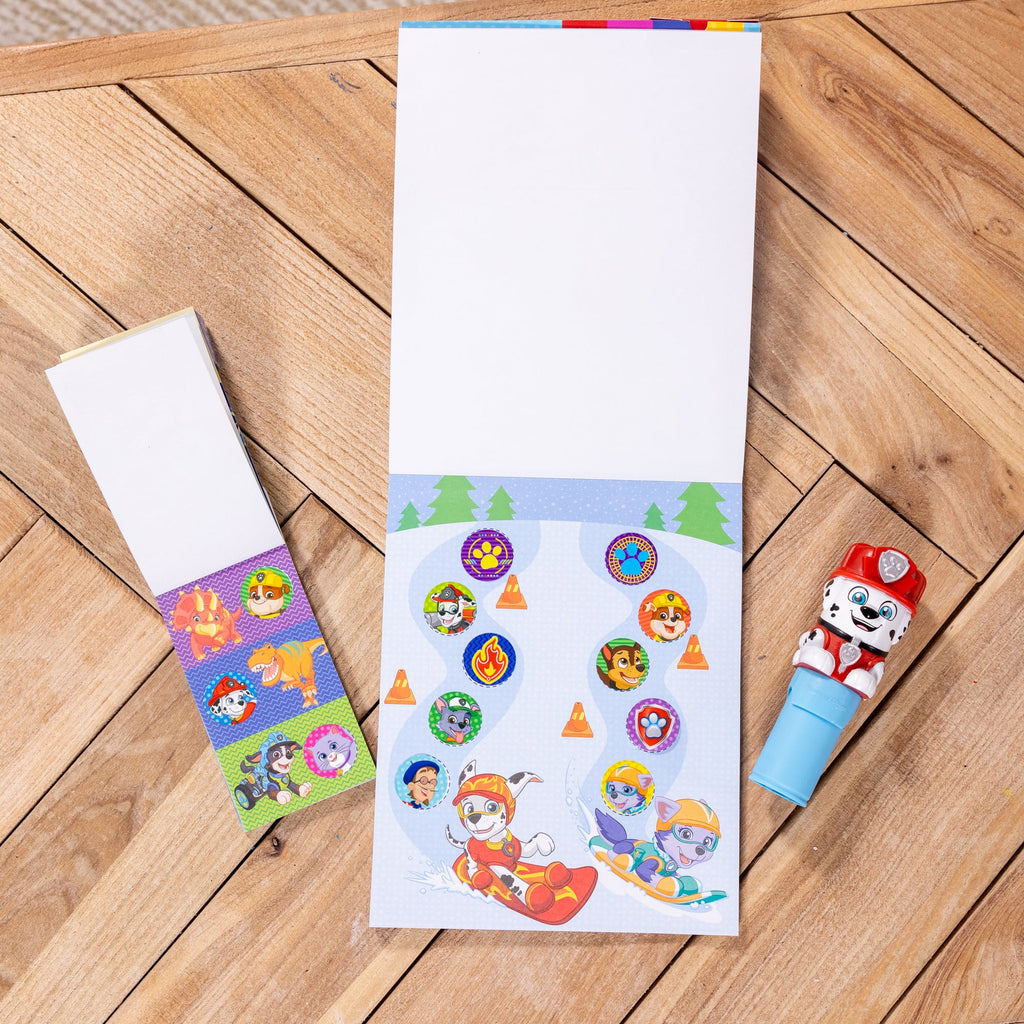 Melissa and Doug Sticker WOWTM PAW Patrol Marshall Bundle Activity Pad Sticker Stamper Mini Activity Pad and 200 Refill Stickers