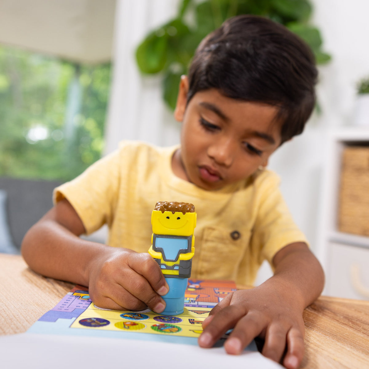Melissa and Doug Sticker WOWTM Bulldozer Bundle Activity Pad Sticker Stamper Mini Activity Pad and 200 Refill Stickers