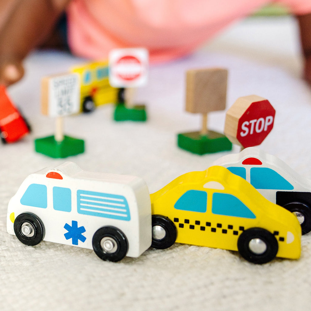 Melissa and Doug Wooden Vehicles and Traffic Signs