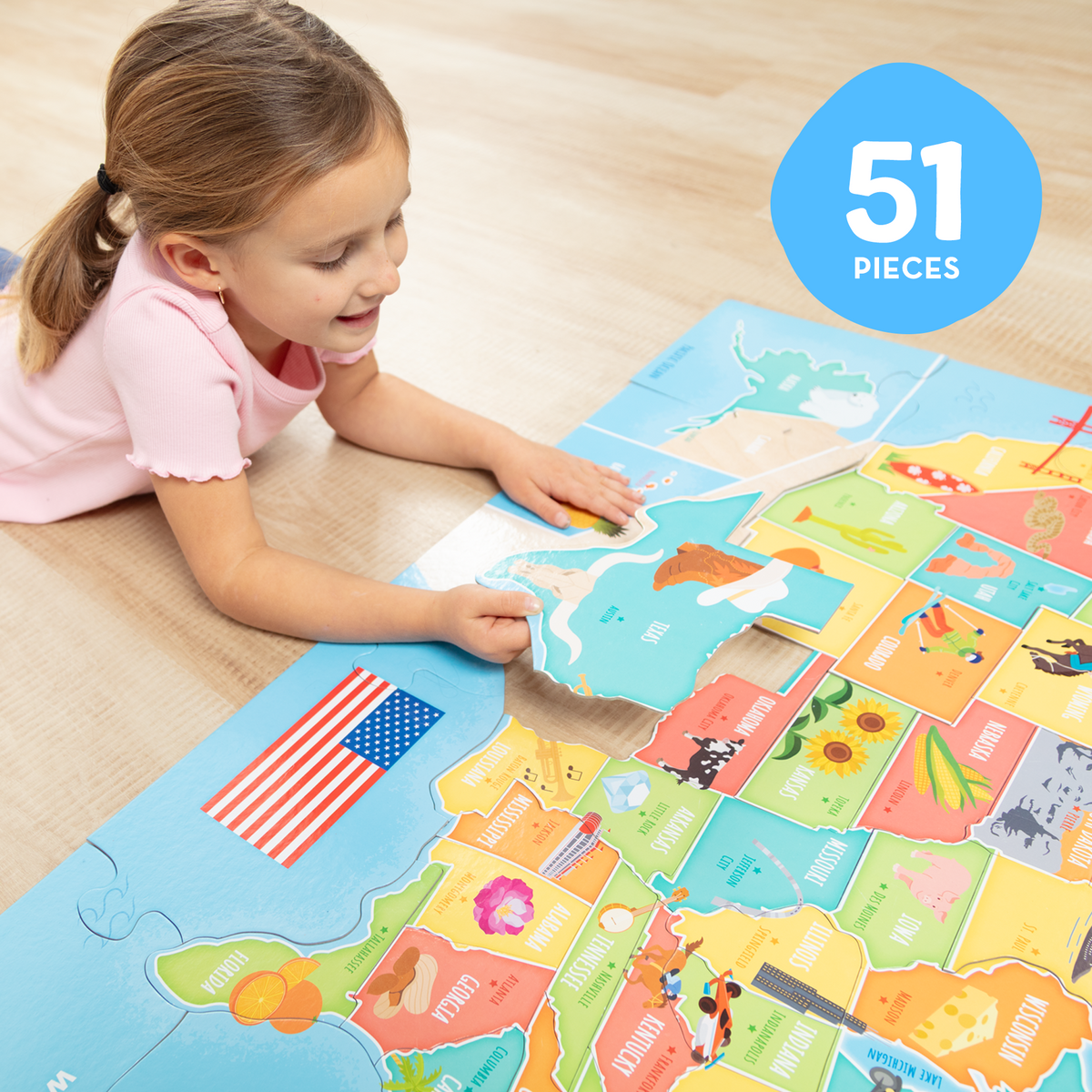 Melissa and Doug Map Floor Puzzle - 51 Pieces