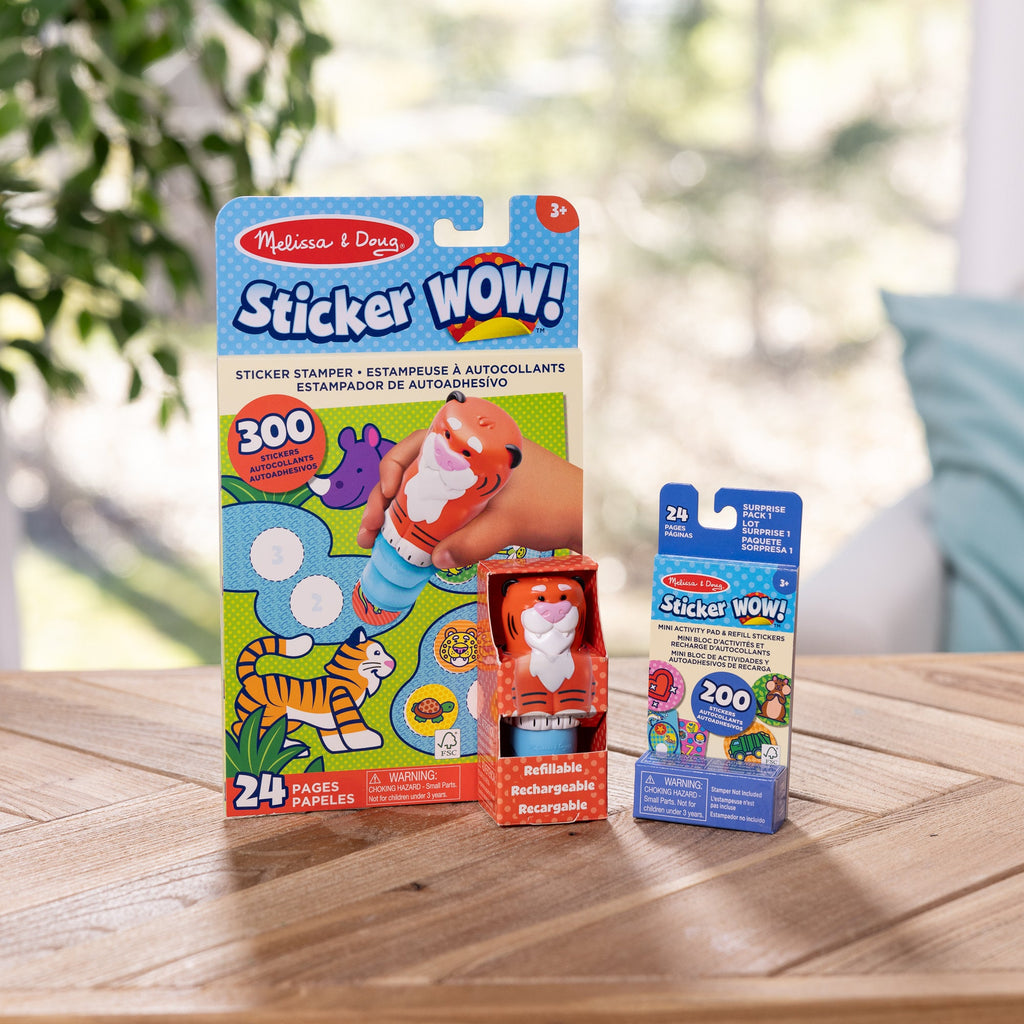 Melissa and Doug Sticker WOWTM Tiger Bundle Activity Pad Sticker Stamper Mini Activity Pad and 200 Refill Stickers