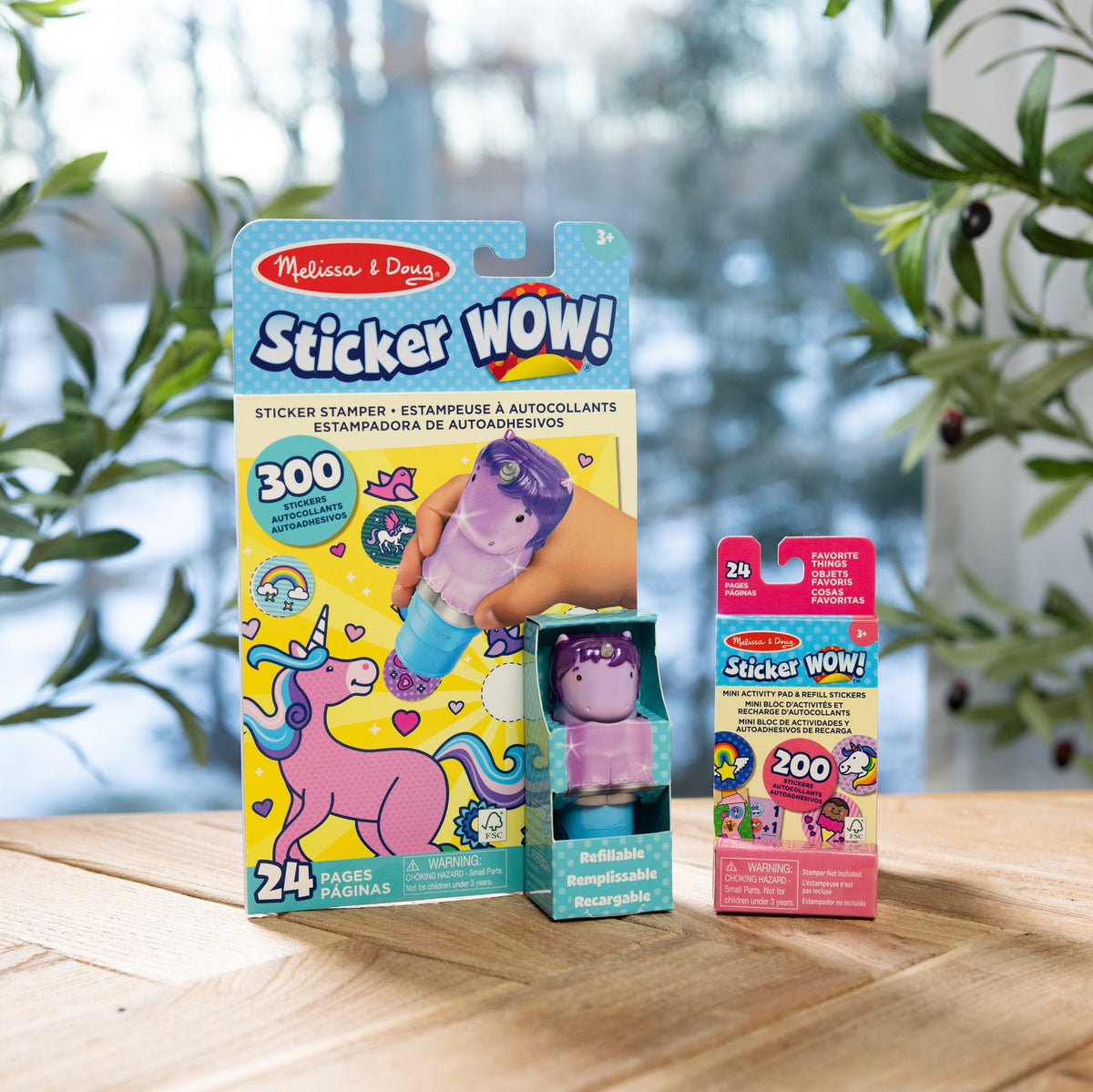 Melissa and Doug Sticker WOWTM Purple Unicorn Bundle Activity Pad Sticker Stamper Mini Activity Pad and 200 Refill Stickers