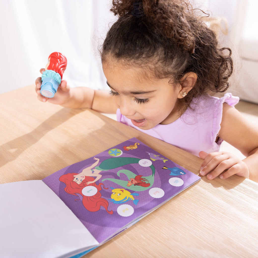 Melissa and Doug Sticker WOWTM Disney Ariel Bundle Activity Pad Sticker Stamper Mini Activity Pad and 200 Refill Stickers
