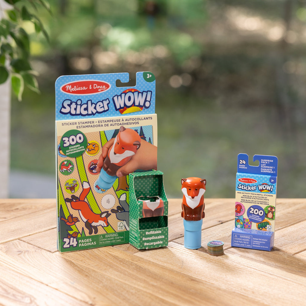 Melissa and Doug Sticker WOWTM Fox Bundle Activity Pad Sticker Stamper Mini Activity Pad and 200 Refill Stickers