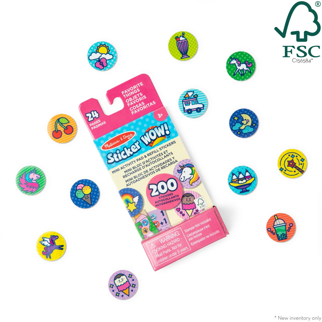 Melissa and Doug Sticker WOW Mini Activity Pad Refill Stickers - Favorite Things 200 Stickers Stamper Not Included