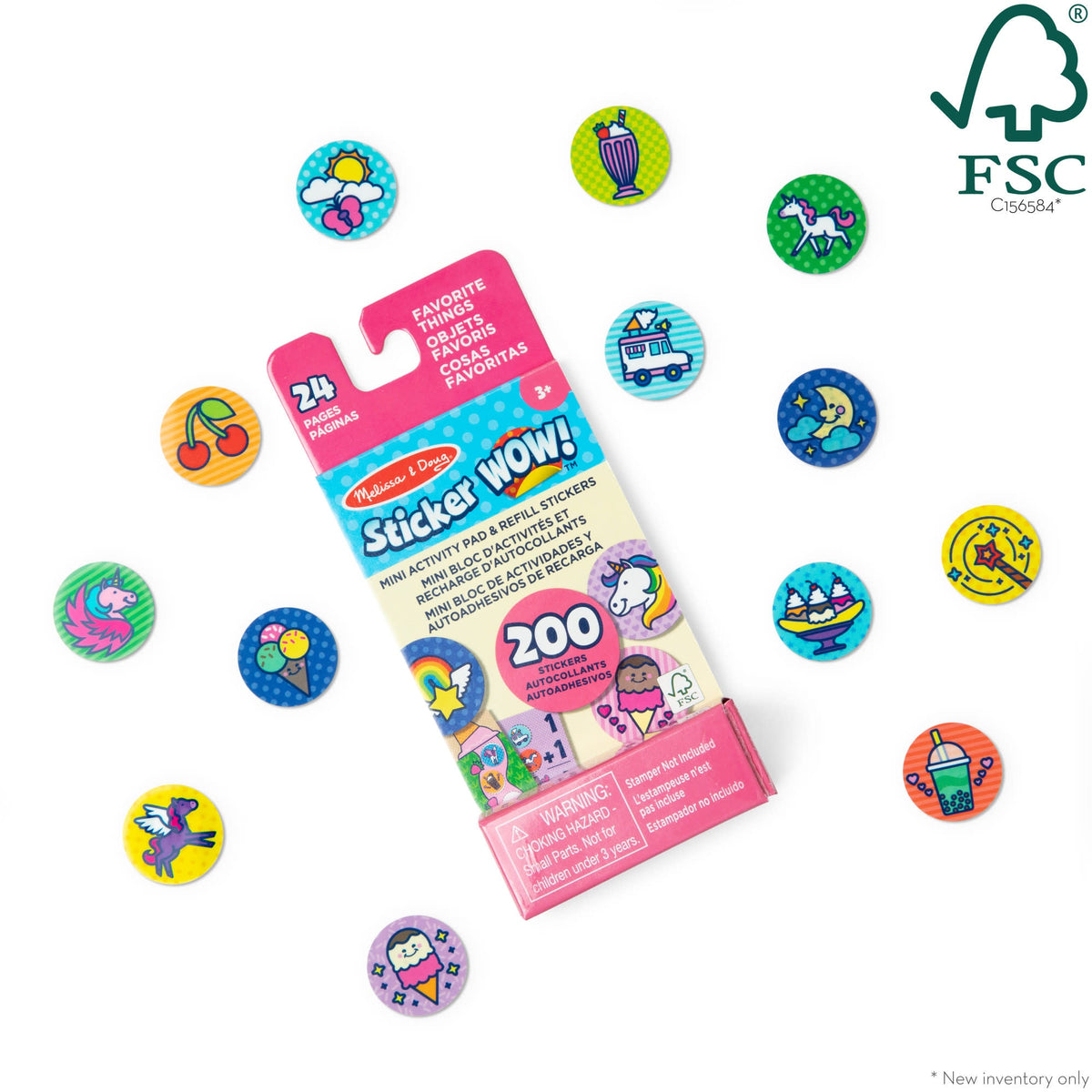 Melissa and Doug Sticker WOW Mini Activity Pad Refill Stickers - Favorite Things 200 Stickers Stamper Not Included