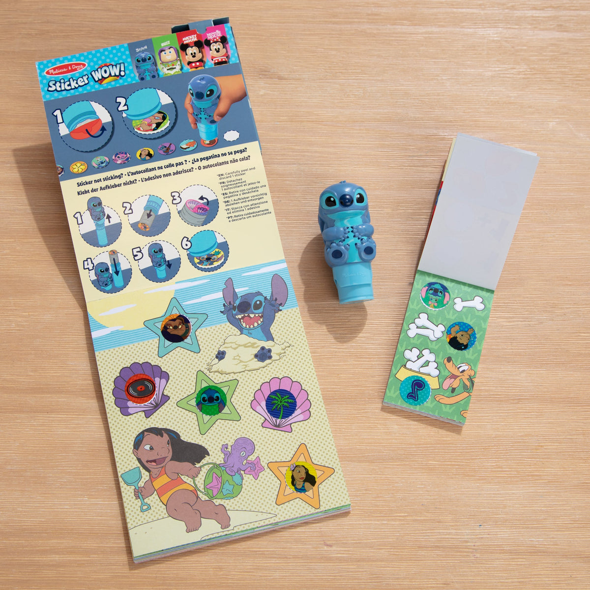 Melissa and Doug Sticker WOWTM Disney Stitch Bundle Activity Pad Sticker Stamper Mini Activity Pad and 200 Refill Stickers