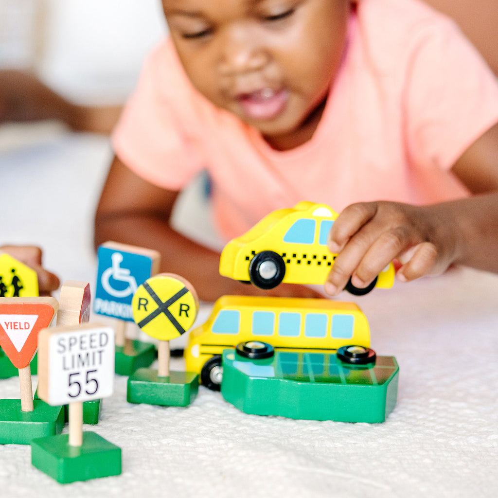 Melissa and Doug Wooden Vehicles and Traffic Signs