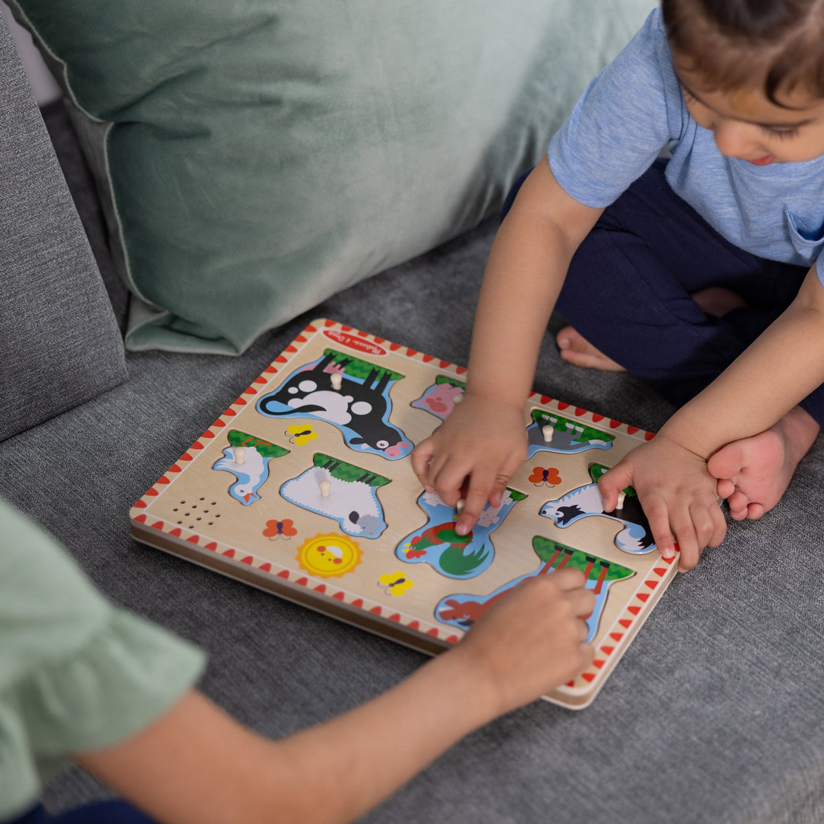 Melissa and Doug Wooden Sound Puzzle 2-Pack Farm Animals Vehicles