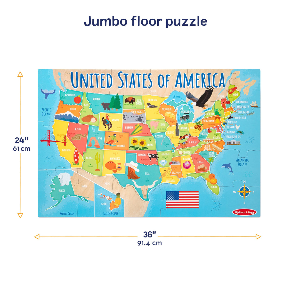 Melissa and Doug Map Floor Puzzle - 51 Pieces