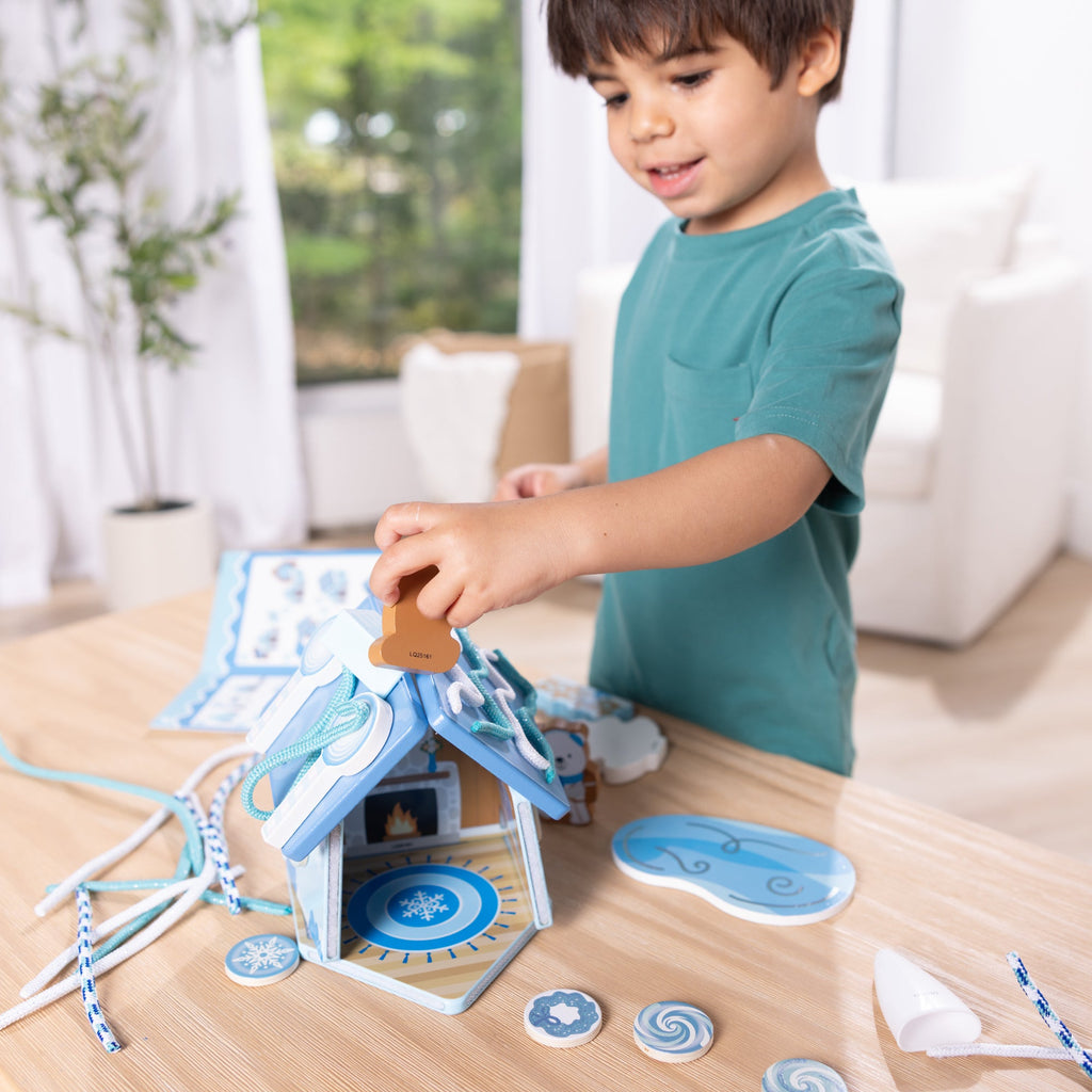 Melissa and Doug Wooden Gingerbread House Play Set Winter Frost