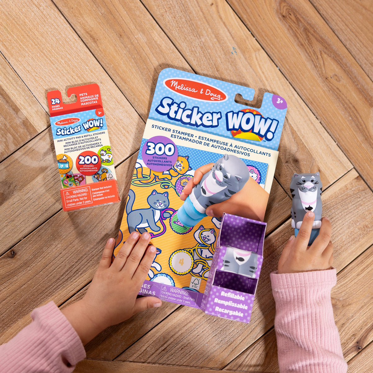 Melissa and Doug Sticker WOWTM Cat Bundle Activity Pad Sticker Stamper Mini Activity Pad and 200 Refill Stickers