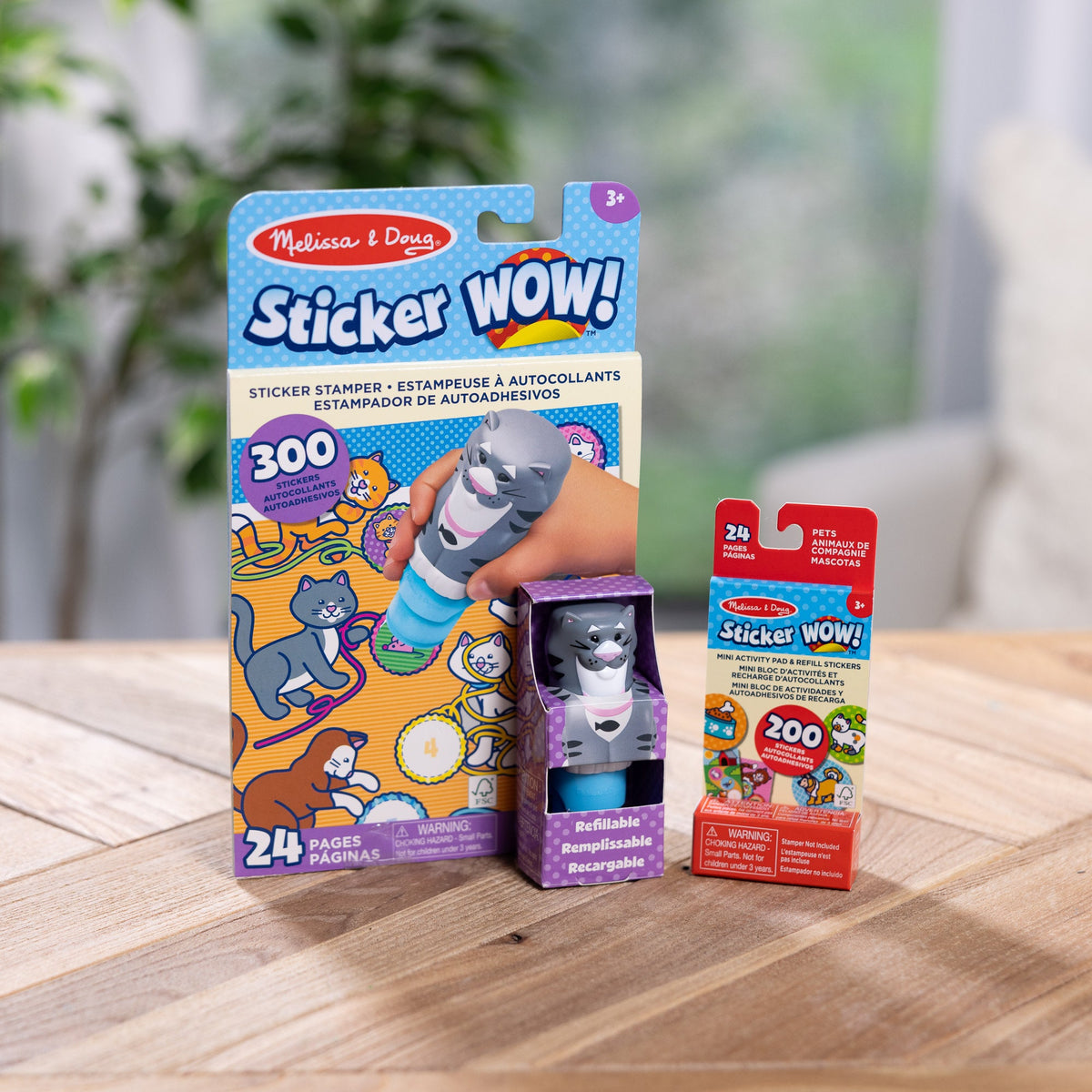 Melissa and Doug Sticker WOWTM Cat Bundle Activity Pad Sticker Stamper Mini Activity Pad and 200 Refill Stickers