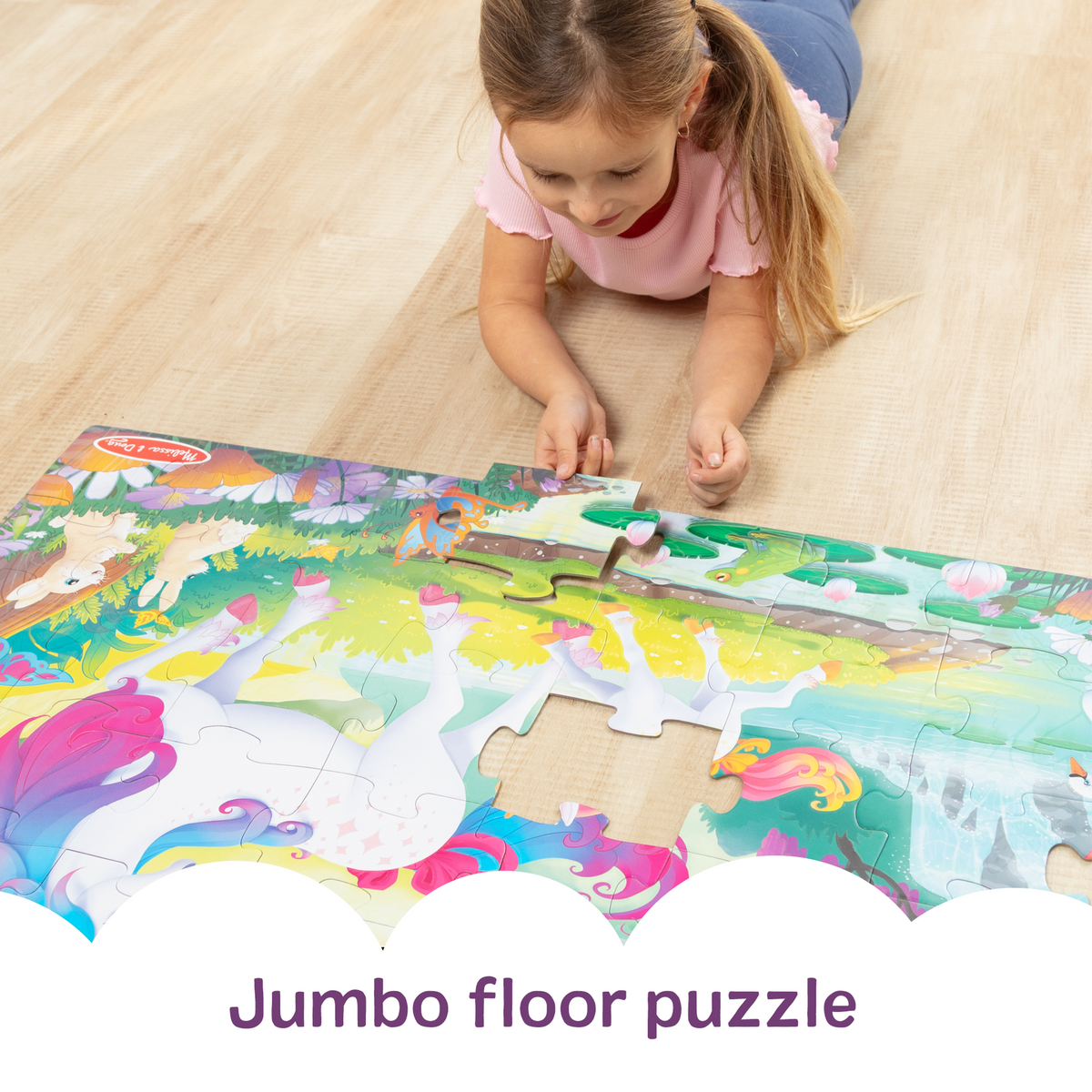 Melissa and Doug Glow-in-the-Dark Unicorn Floor Puzzle - 48 Pieces
