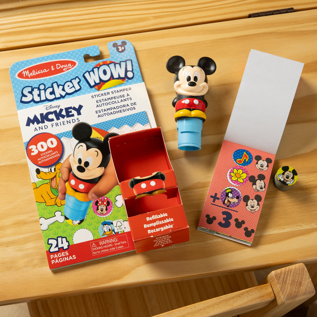 Melissa and Doug Sticker WOWTM Disney Mickey Mouse Bundle Activity Pad Sticker Stamper Mini Activity Pad and 200 Refill Stickers