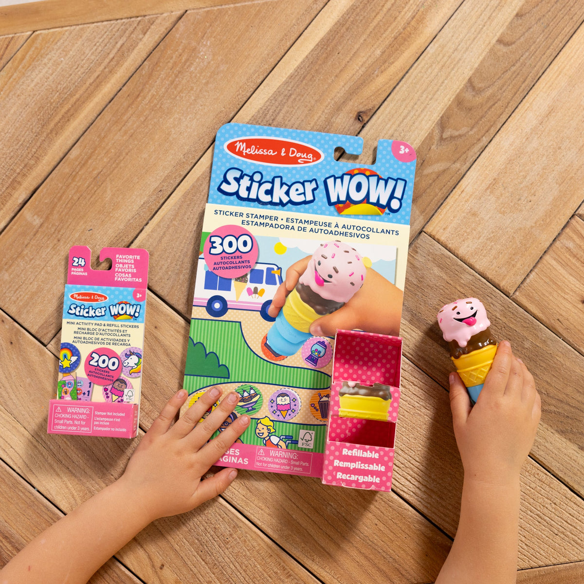 Melissa and Doug Sticker WOWTM Ice Cream Bundle Activity Pad Sticker Stamper Mini Activity Pad and 200 Refill Stickers