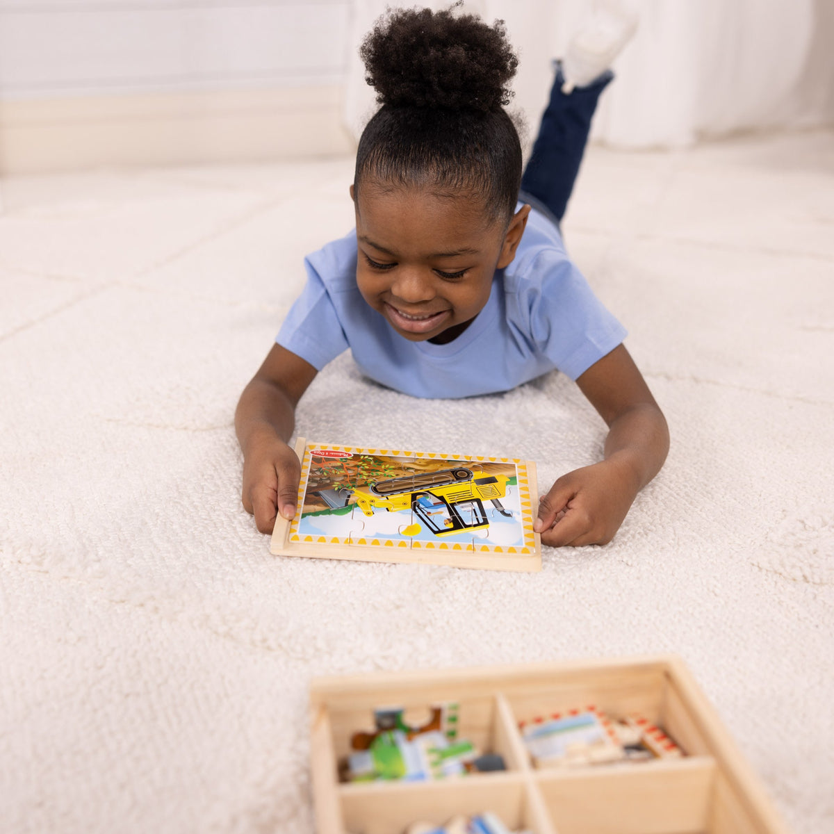 Melissa and Doug Wooden Jigsaw Puzzles in a Box - Construction